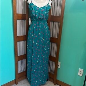 I Heart Ronson Green Ruched Maxi Dress Spaghetti Strap